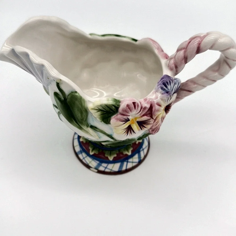 Fitz And Floyd Halcyon Creamer Pansy Floral Ceramic China